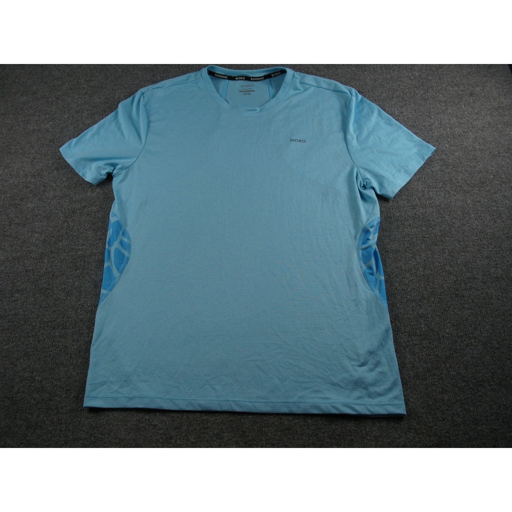 Skora Running Shirt Men Large Blue Short Sleeve Qwick-Dry Performance Gym‎ #2132